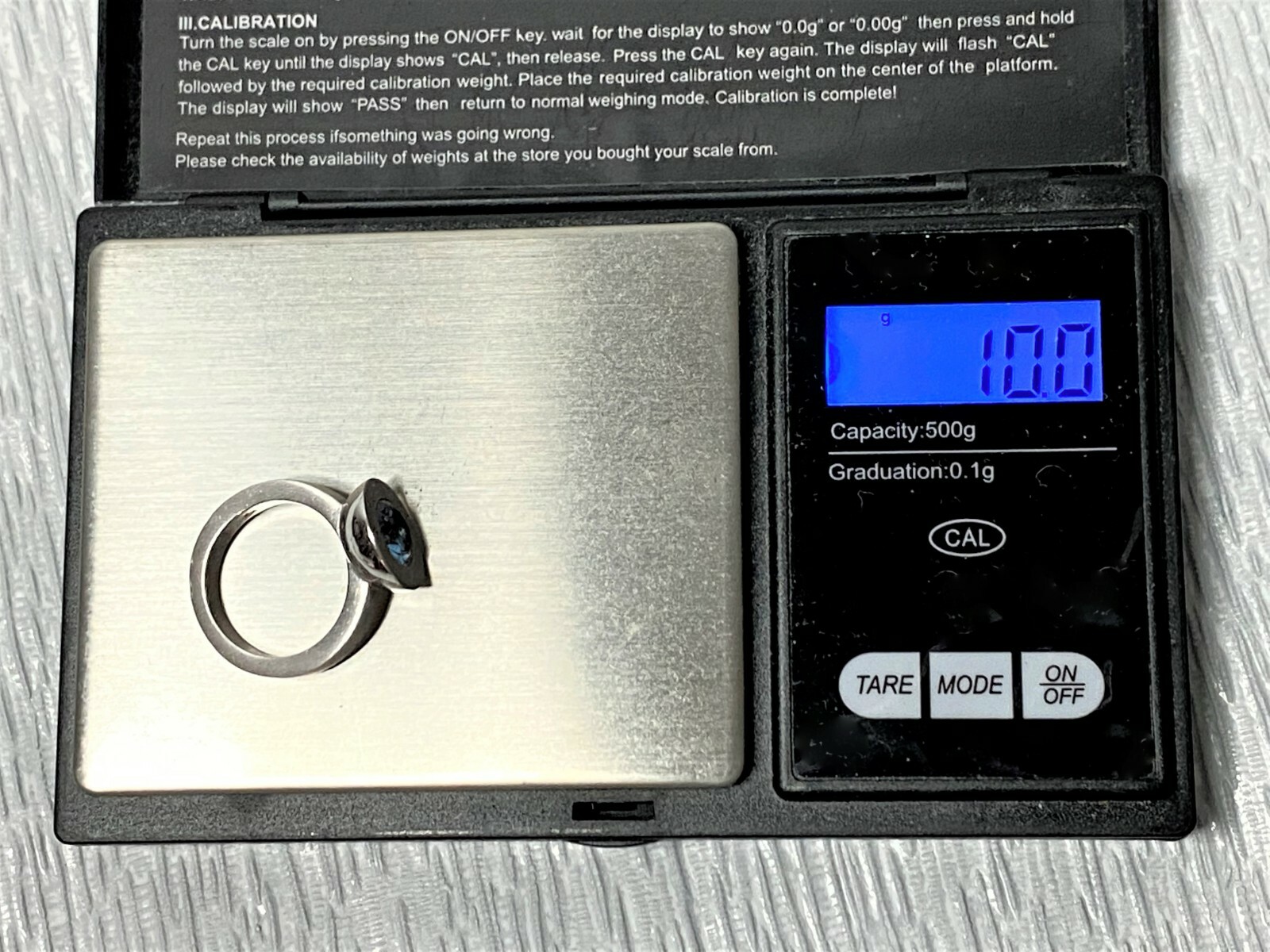 Solid Sterling Silver 925 Light Blue Stone Thick … - image 12