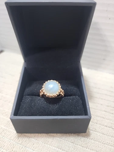 Vintage Milor Italy Bronze Textured Ring Size 10 Light Blue/Gray