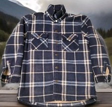 Freedom Foundry Blue Plaid Flannel Fleece Lined Snap Up Kids Shirt Jacket 10/12