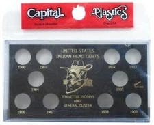 Capital Holder For 10 Ten Little Indians Head Penny Cents Black General Custer