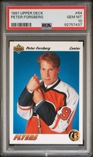 1991-92 Upper Deck #64 Peter Forsberg Draft Choice Rookie Card, PSA 10. rookie card picture