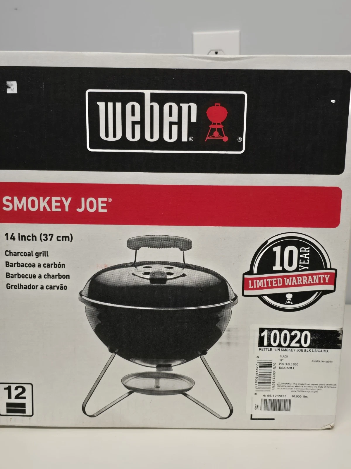 Weber Smokey Joe Portable 14" Charcoal Grill Black Outdoor BBQ