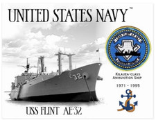 USS FLINT AE-32 AMMUNITION SHIP   -postcard