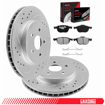 10.94'' 278mm Front Disc Rotors Ceramic Brake Pads for Ford Focus Volvo C30 S40