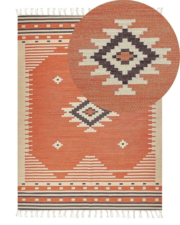 Alfombra boho de lana Kilim navajo del suroeste tejida a mano alfombra azteca nativa americana Foto 2 de 3