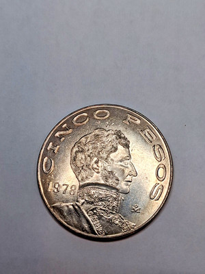 MEXICO 1978  FIVE  Pesos  AU/BU Uncirculated Coin 5 PESO VINCENTE GUERRERO #25