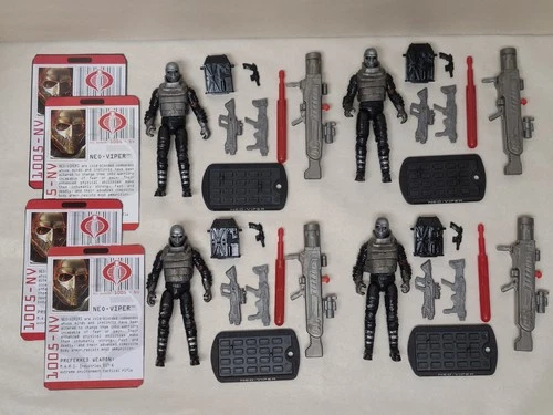 2009 GI Joe ROC lot of 4 Neo-Vipers (single card version) 100% w file cards