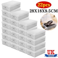 22PCS Clear Plastic Shoe Storage Boxes Stackable Foldable Durable Shoe Organiser