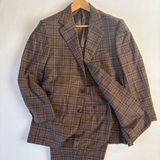 Suit Set Ermenegildo Zegna 90's Wool Cashmere Brown Check Italy Size 48 Japan