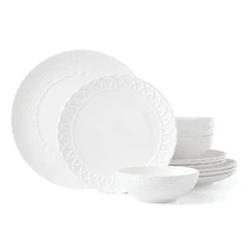 Lenox Wicker Creek 12-Piece Dinnerware Set, 14.29,White