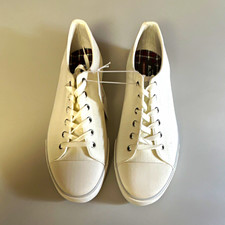 Ben Sherman Dorset Lo Men's US 12 White Canvas Lace-Up Sneakers Memory Foam