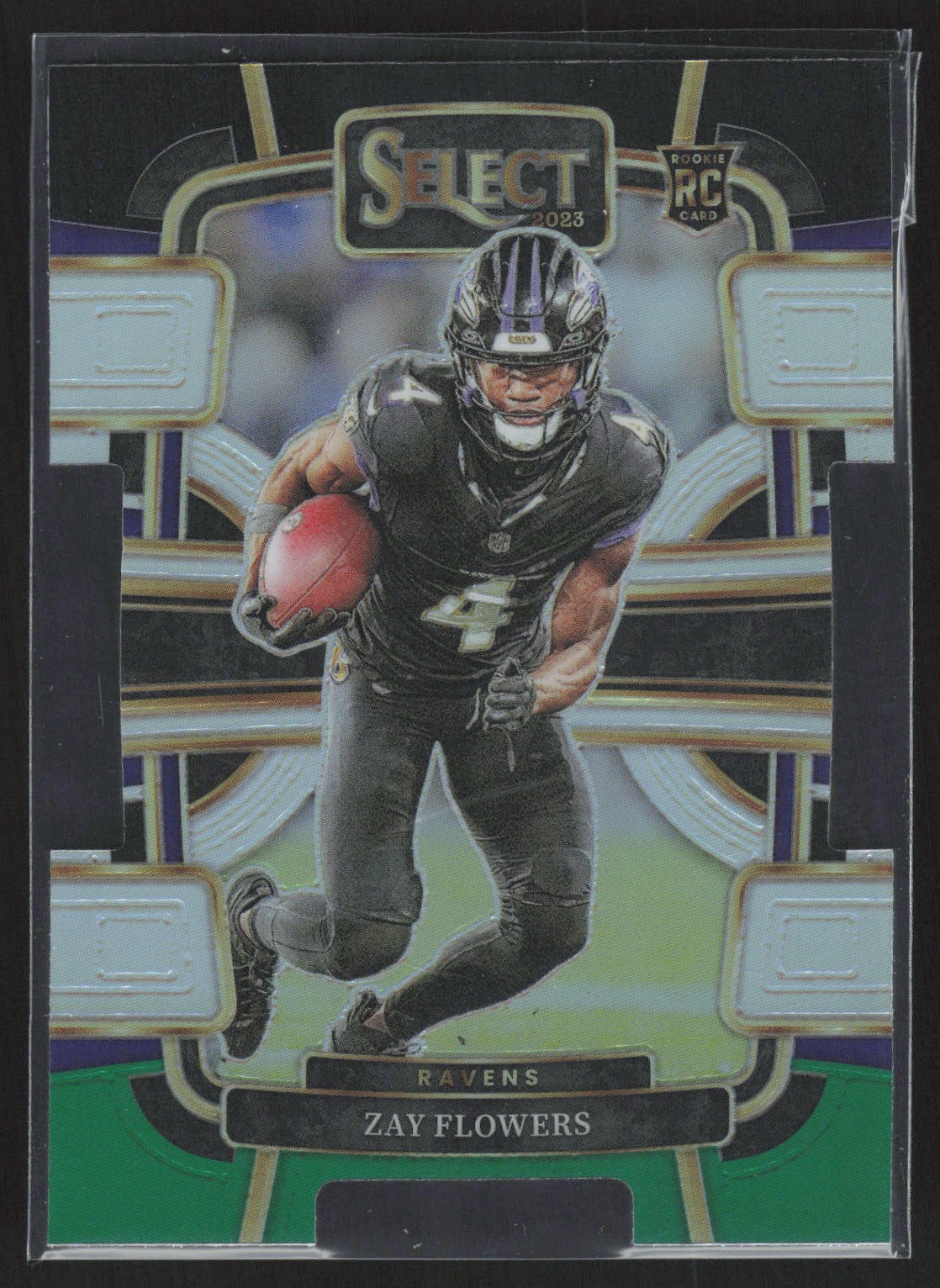 2023 Panini Select #8 ZAY FLOWERS BLACK AND GREEN PRIZM DIE CUT