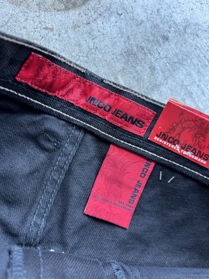 Vintage JNCO 85 Denim NWT Flaming Skull Black 31”x32” Rare