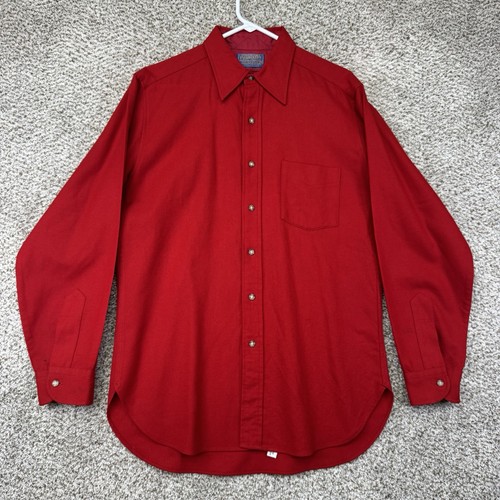 Pendleton, Vintage Pendleton Lodge Shirt Mens Medium Wool Flannel Red Made In USA 60s - 70s