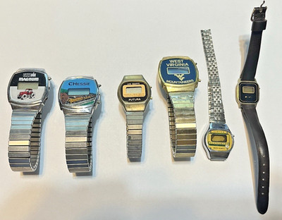 Vintage 1970s LCD Digital Watch Lot   Retro Tech Aesthetic (6pc)