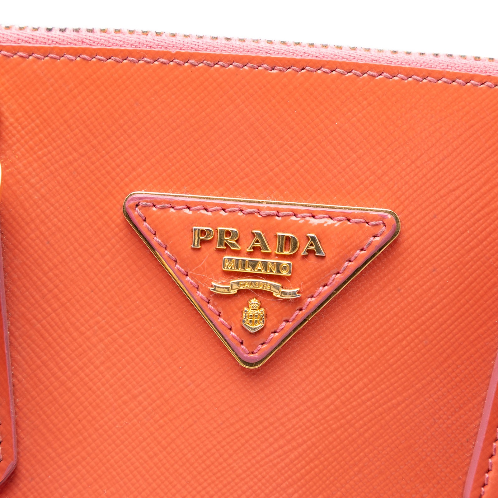 Authenticated Prada Small Saffiano Vernice Promenade Orange Leather Satchel thumbnail 5