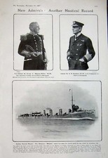 Old Antique Print 1907 Navy Admirals George Atkinson-Willes Ship Mohawk 20th