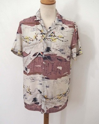 ASOS Herren Hemd Gr. L Mehrfarbig Kranich Japan  Vintage