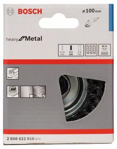 Bosch Spazzola Filo Pentola 100mm 0,50mm Filo Acciaio Trecciato - Foto 1 di 1