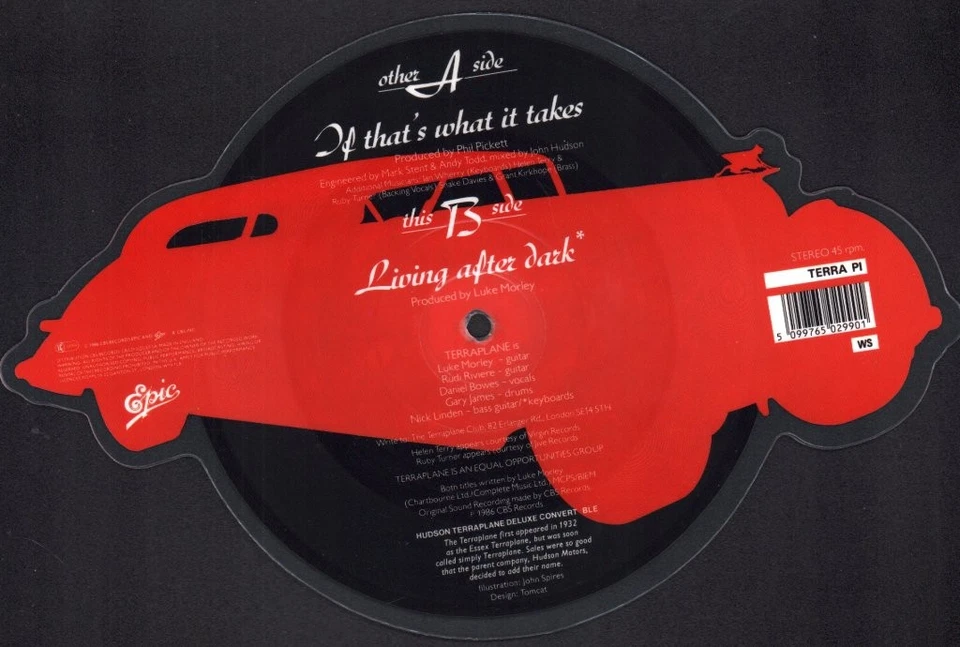 Terraplane If That's What It Takes 7" vinyl UK Epic 1986 Limited edition car - Image 2 of 2