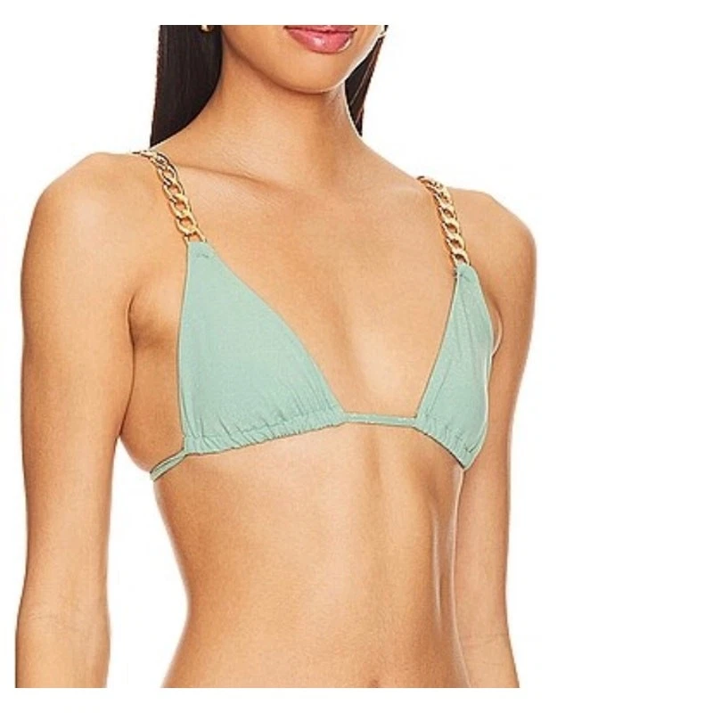 Top de bikini con cadena triangular Revolve verde salvia MEDIANO cuerda Lovewave $88 Foto 2 de 4
