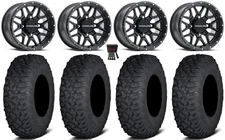 Raceline Krank 14" Wheels Bk +38mm 27" Coyote Tires Polaris Ranger XP 9/1K
