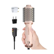 Longyu Travel Dual Voltage Hair Dryer Brush Mini Hot Air Brush with European ...