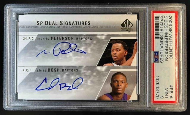 2003-04 SP Authentic Morris Peterson Chris Bosh Signatures Dual Auto #PB-A PSA 9