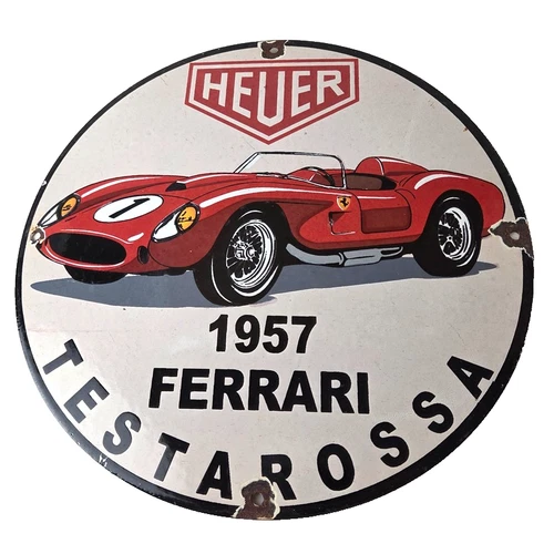 Vintage Ferrari Testarossa Sign - Sales Service Dealer Gas Porcelain Sign