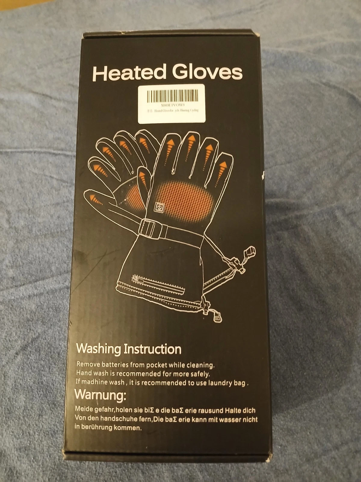 Heated Gloves Unisex, 5000mAh Rechargeable Battery, Waterproof, Black, NIB