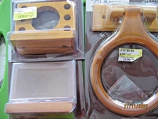 Sierra-3Piece Bathroom Set, Oak, Soap dish, Towel Ring,Toothbrush holder NEW