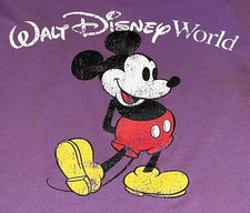 Mickey Mouse Walt Disney World Cropped Distressed Sweatshirt Crop Shirt Purple L