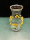Vintage Anchor Hocking Yellow Poppy Foxy Flowers Pitcher Carafe Juice 70s