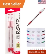 RSVP 0.7mm Fine Point Ballpoint Pen - Red Ink, Pack of 2 for Effortless Writing