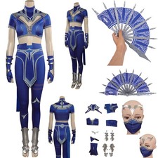 MK 2 2025 Kitana Cosplay Costume Halloween Tops Pants Masks Folding Fan Full Set