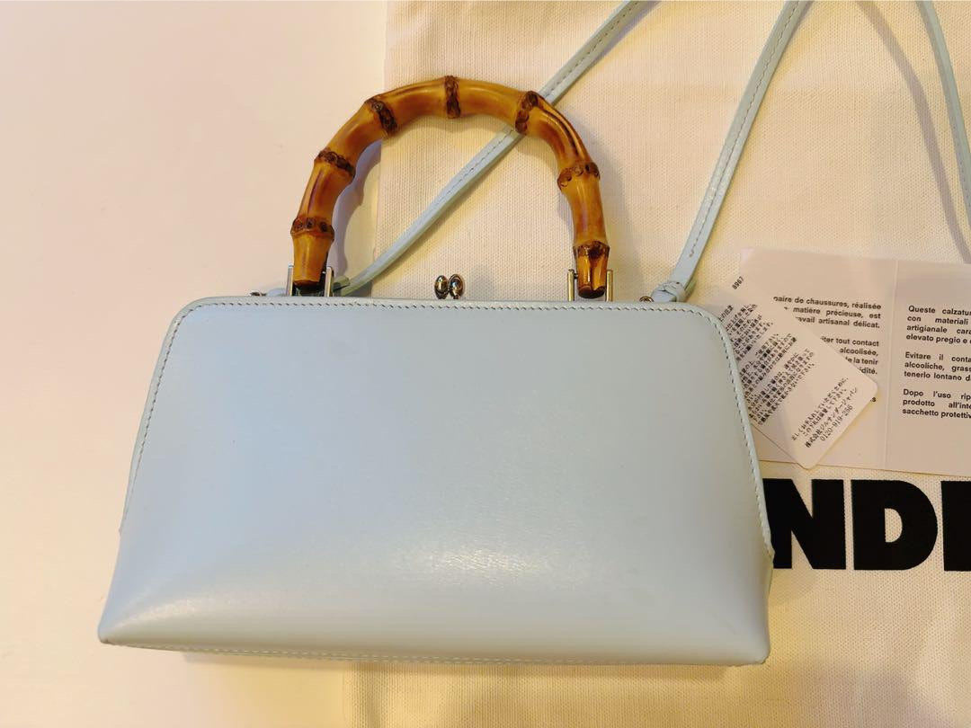 Jil Sander Goji Bamboo Mini Handbag Shoulder Bag Blue with Jil Sander Goji Bamboo Mini Handbag Shoulder Bag Blue with