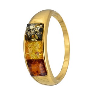 Authentic 18K Gold Plated Sterling Silver and Baltic Amber Ring