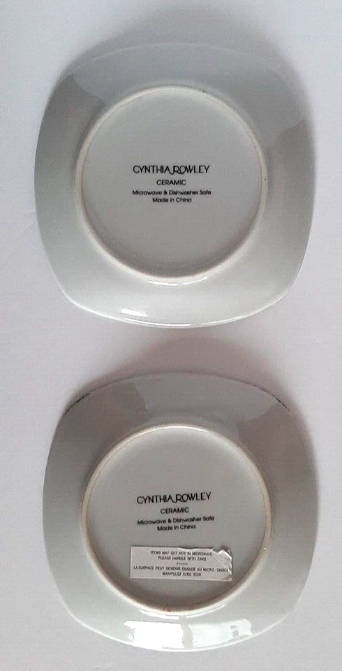 Cynthia Rowley Black & White Paisley Plates Set of 4 Salad Bread 5.5 inches Foto 4 de 4