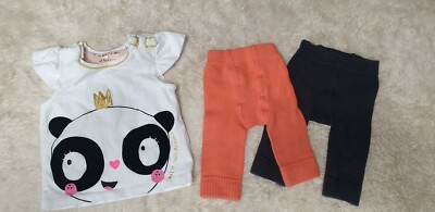 Julien Macdonald weißes Panda T-Shirt & Next Leggings Alter 0-3 Monate 