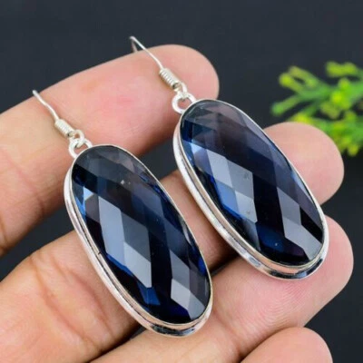 Feiner Tanzanit Edelstein 925 Sterling Silber Handgemachte Ohrringe S-42 - Bild 1 von 4