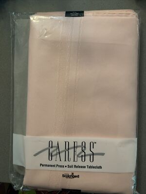 Vintage Caress Ice Peach Oblong Tablecloth 60 x102  Mervyn s Scotchgard Made USA
