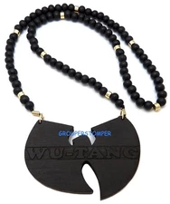 WU-TANG Necklace New Good Wood Style Pendant with Wood Bead Chain