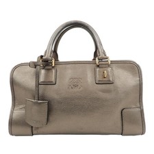 LOEWE Anagram Amazona 28 Hand Bag Gold Leather Auth Used