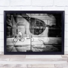 Sunglasses Double Exposure Street Urban Face Bike Bicycle Wall Art Print