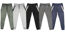 Men's Fleece Lined Slim Fit Casual Tech Jogger Sweatpants W Zipper Pockets