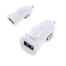 Cargador Encendedor Coche 12V-24V 2400mAh  Blanco más Cable para Iphone i44/i195