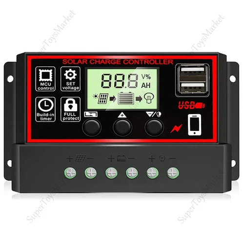 30-100A PWM Solar Charge Controller LCD 12V/24V Dual USB Battery Panel Regulator - Picture 3 of 15