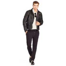 Men Leather Biker Motorcycle Genuine Leather Black New Jacket XS-2XL FB168