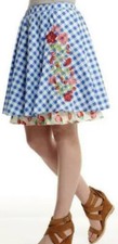 Matilda Jane Dutch Apple Skirt Size Small S Happy Free Blue Gingham NWT