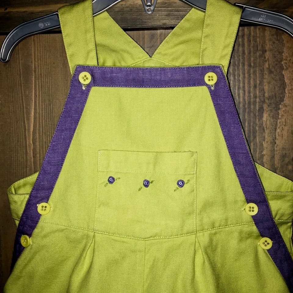 Jacadi Paris Niña Pequeña Verano Babero Mameluco Traje de Sol Verde Lavanda Usado en Excelente Condición Talla 2 Foto 2 de 4
